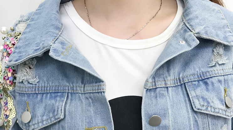 Women's Korean-Style Loose Embroidered Denim Jacket