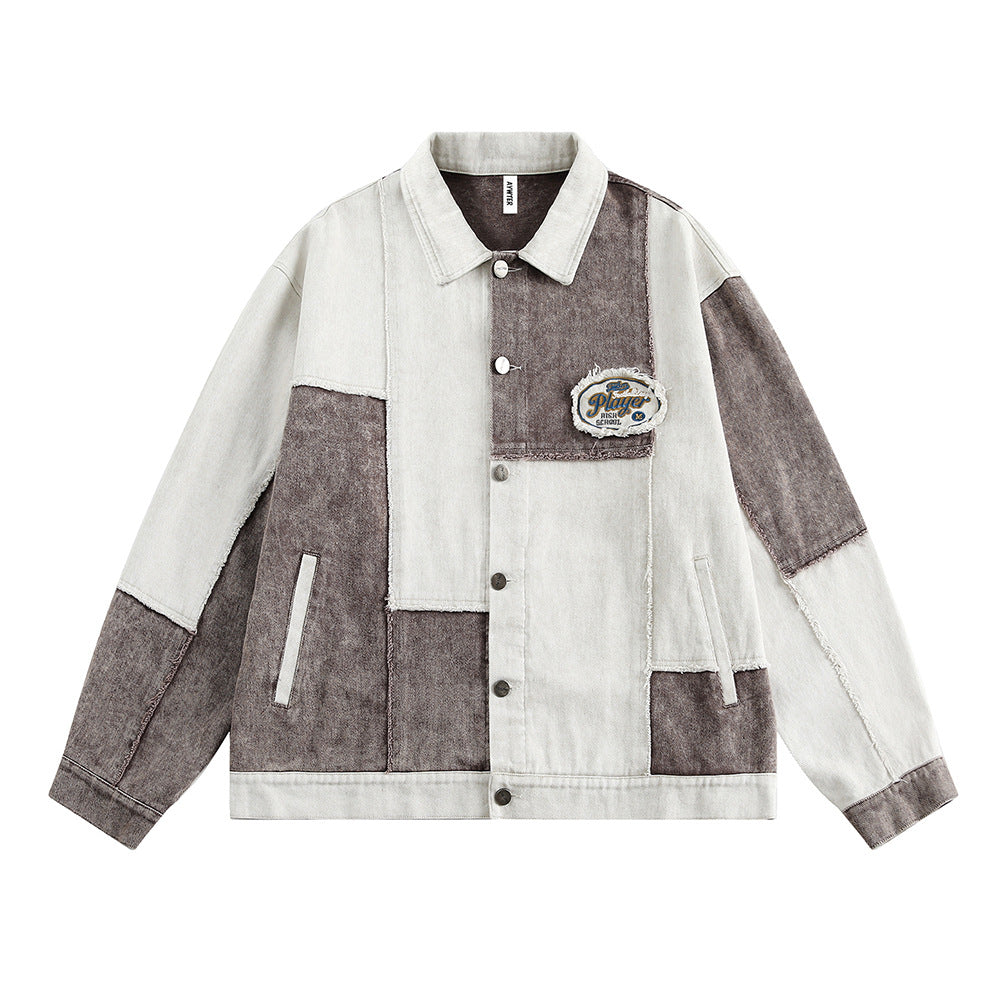 Colour Contrast Patchwork Irregular Jacket Coat