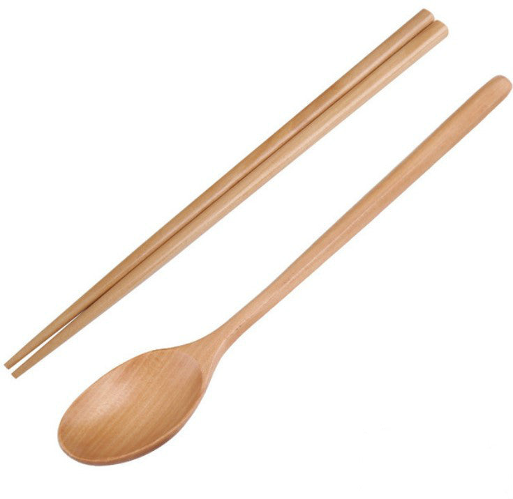 Three spoons set with wooden chopsticks