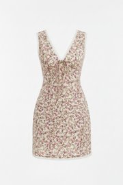 French-style Romantic Lace V-neck Floral-print Sleeveless Dress