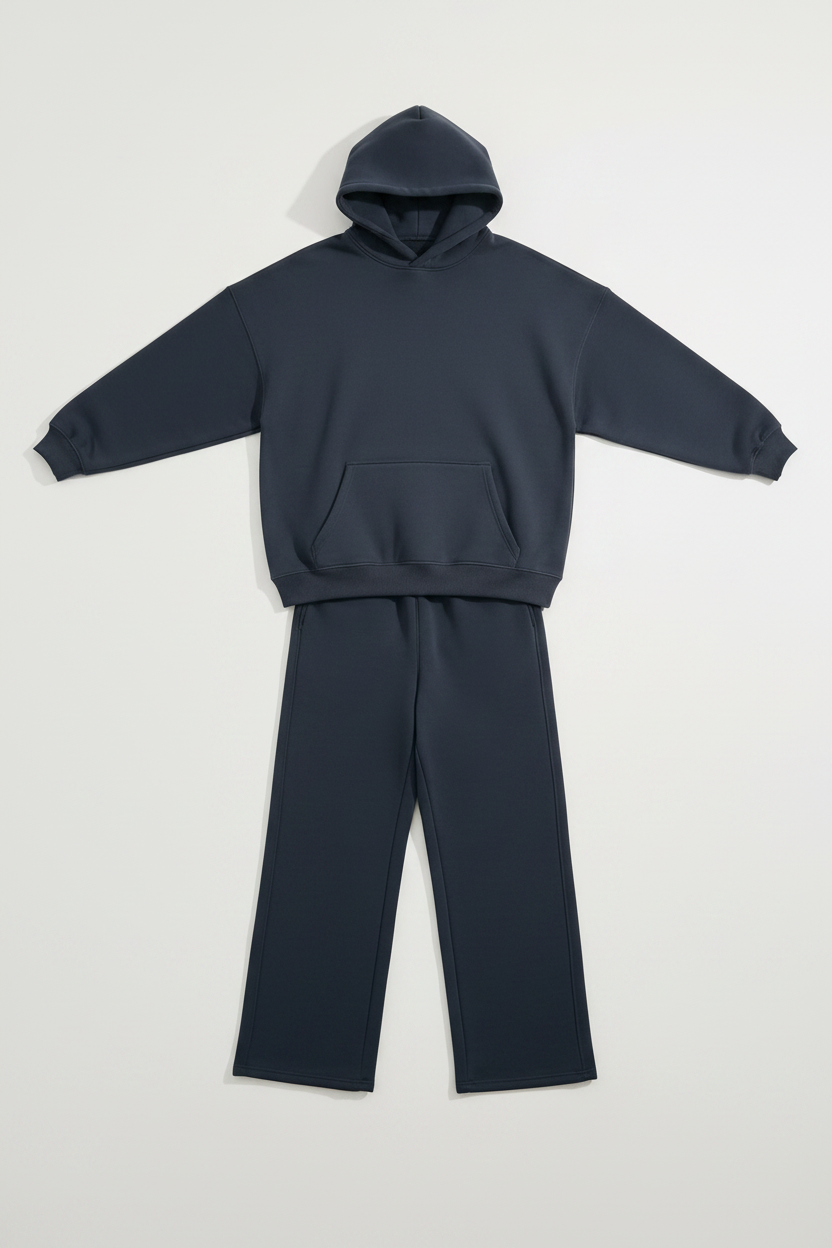 Men's Hooded Fleece-Lined Loose Sweatshirt Set