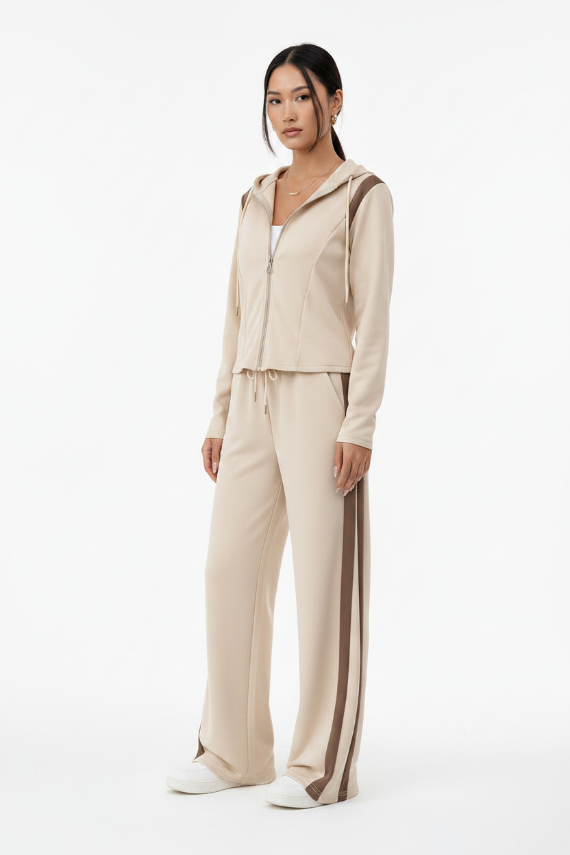 Womens Casual Hooded Cardigan Top And Pants Fashion Set