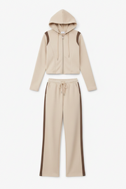 Womens Casual Hooded Cardigan Top And Pants Fashion Set