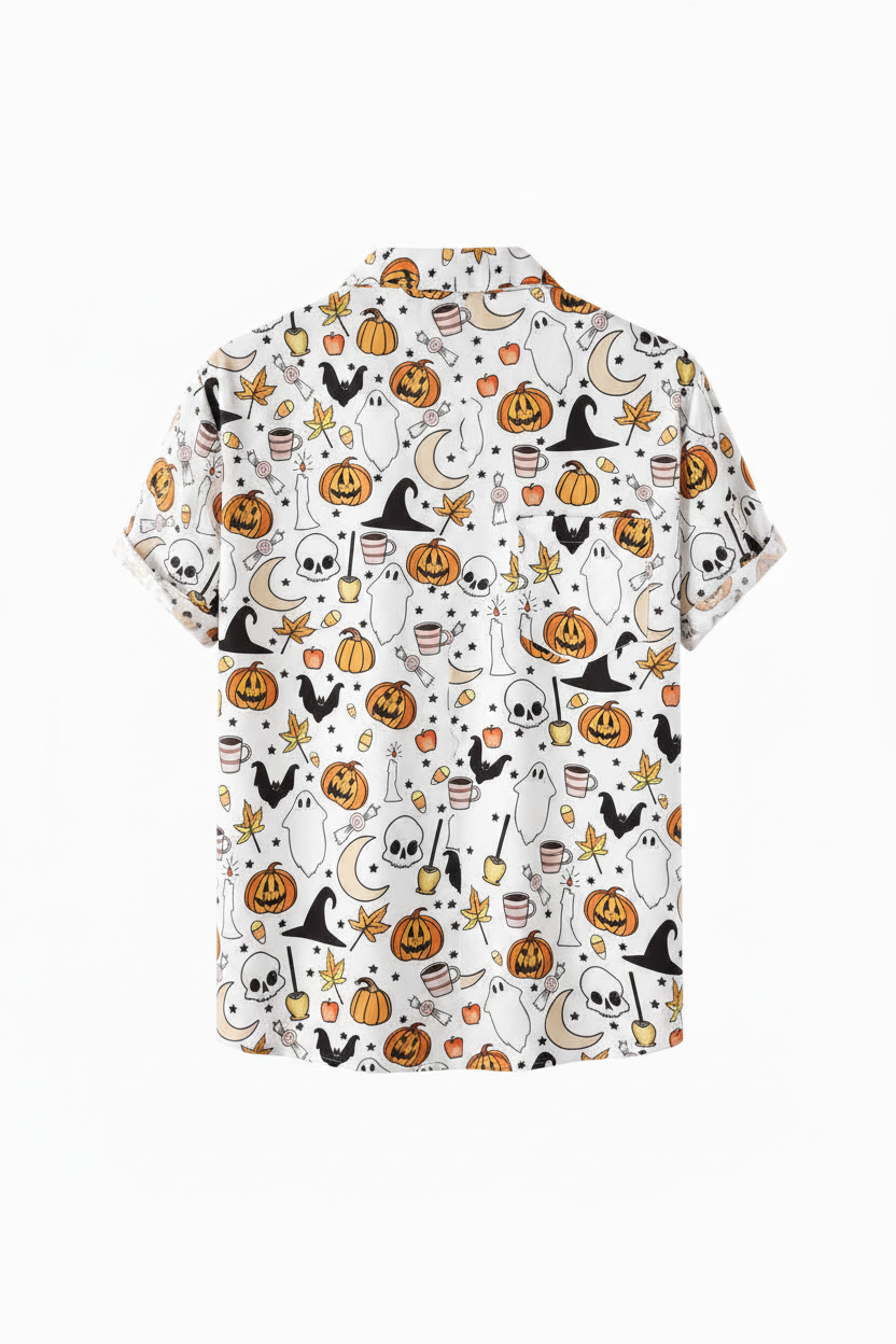 Halloween Printed Short Sleeve Shirt