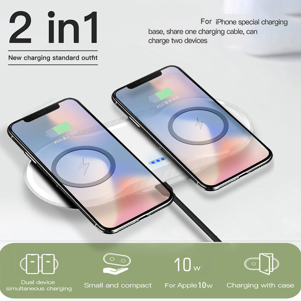 Dual Wireless Fast Charging Pad for Two Phones
