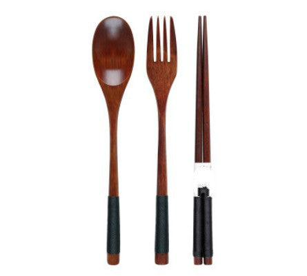 Three spoons set with wooden chopsticks