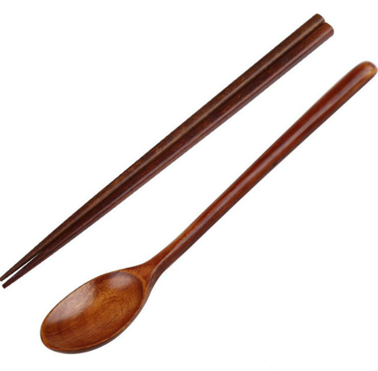 Three spoons set with wooden chopsticks