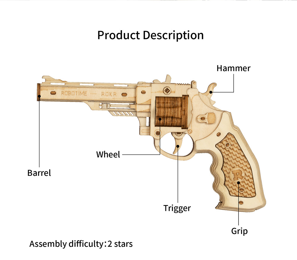Robotime ROKR Revolver Gun (3D Wooden Puzzle)