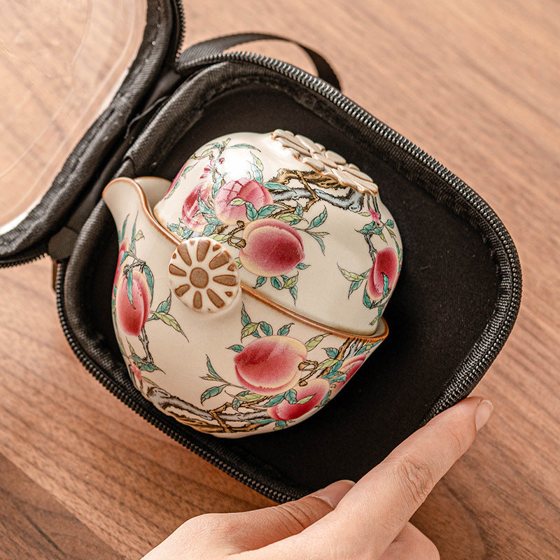 Ru Kiln Nine Peach Travel Tea Set