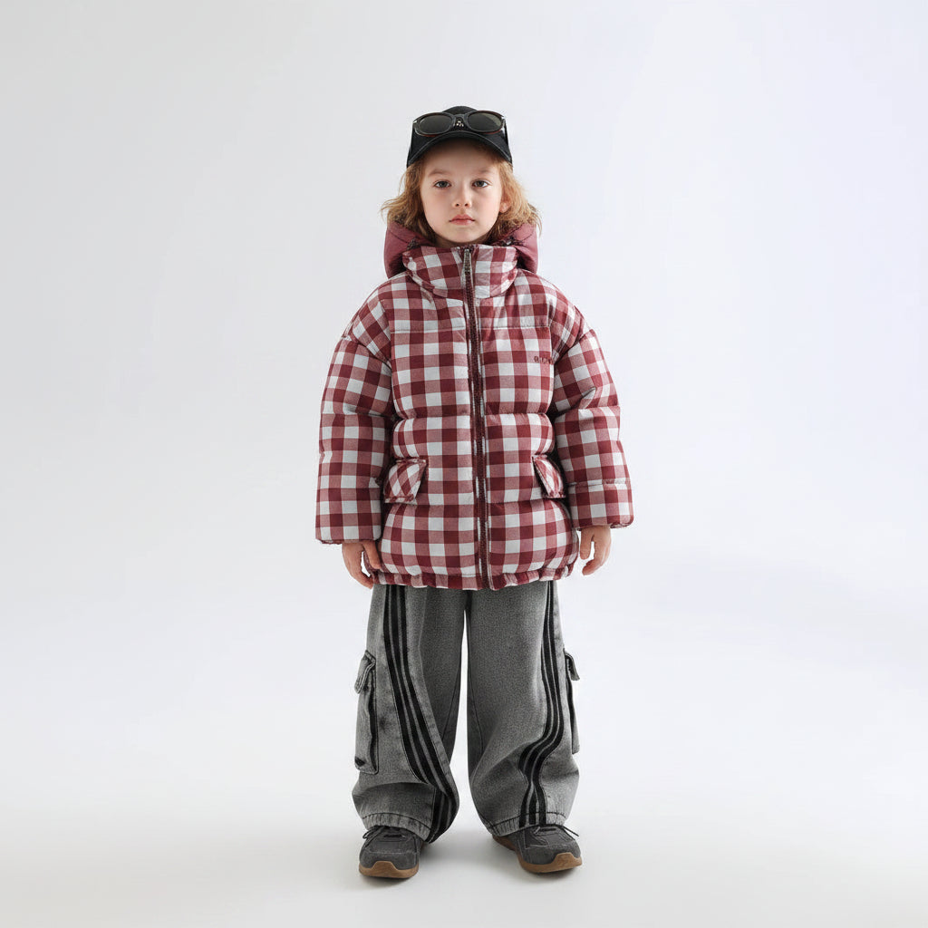Children's Reversible Thick Check Winter Warm Coat