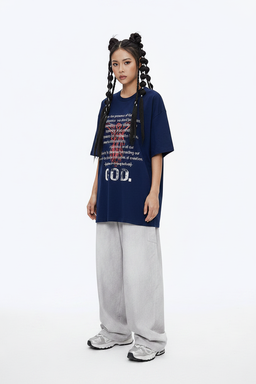 Men's Crack Print Loose Cotton T-Shirt