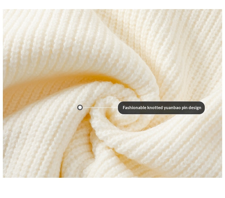 Men's Solid-Colour Retro Crew Neck Long-Sleeve Knitted Sweater