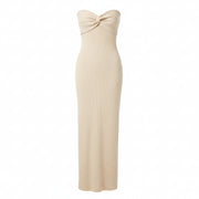 Women's Knitted Cross Off-Shoulder Woollen Weave Dress