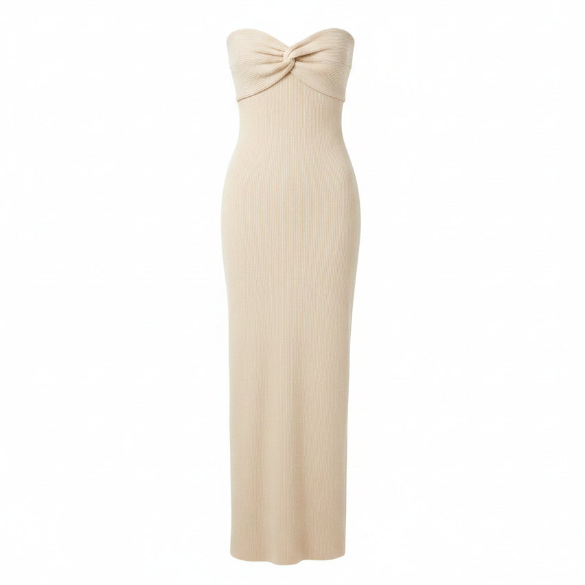 Women's Knitted Cross Off-Shoulder Woollen Weave Dress