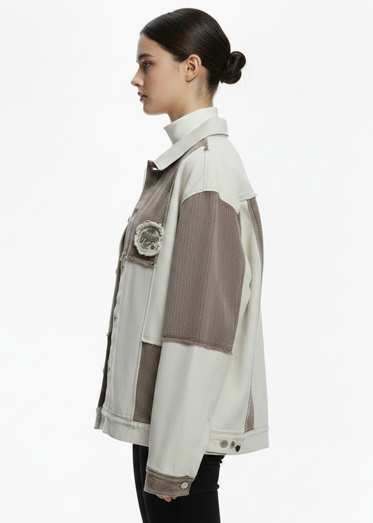 Colour Contrast Patchwork Irregular Jacket Coat
