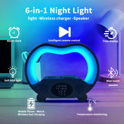 6-in-1 Intelligent LED Ambience Lamp with Wireless Charger & Speaker
