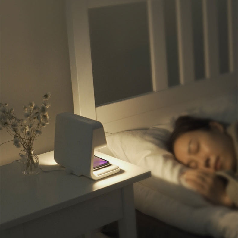 Cre3-in-1 Bedside Lamp with Wireless Charging & Alarm Clock