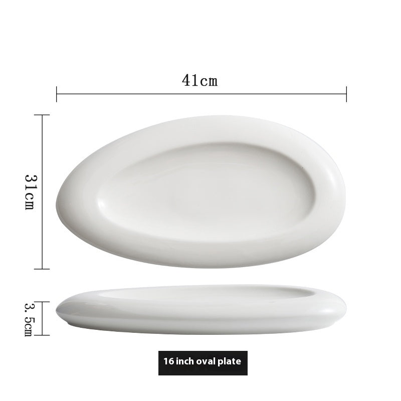 Irregular White Ceramic Dinner Plate