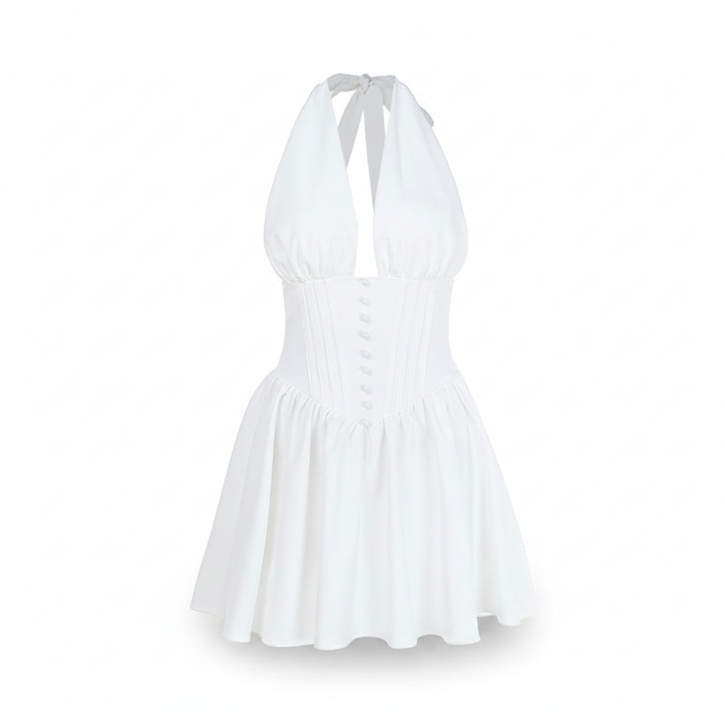 Women's Slim-Fit Waist-Cinching Halter Dress