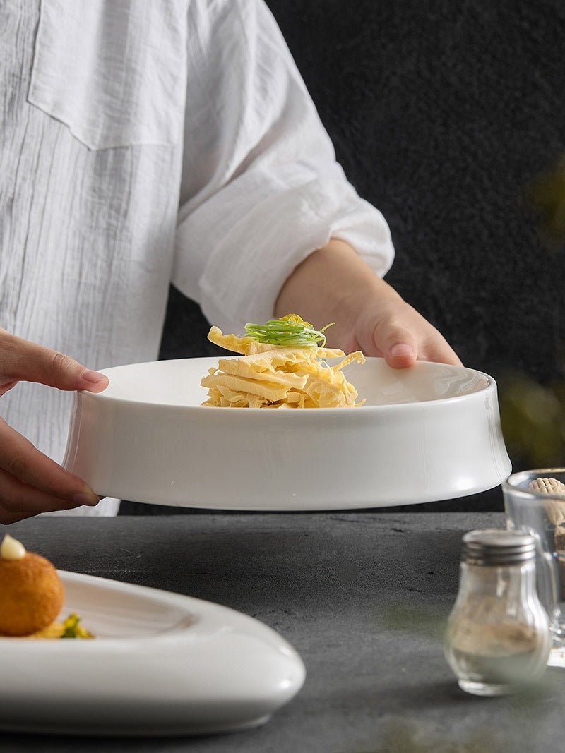 Irregular White Ceramic Dinner Plate