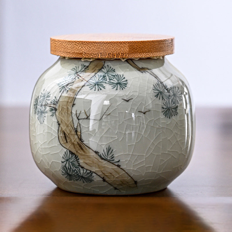Hand Drawn Ge Kiln Tea Jar