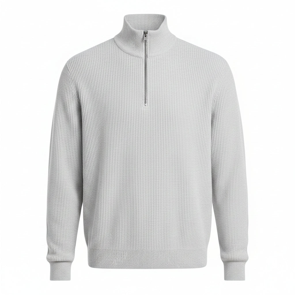 Men's Casual Sporty Slim-Fit Zip-Up Long-Sleeve Sweater