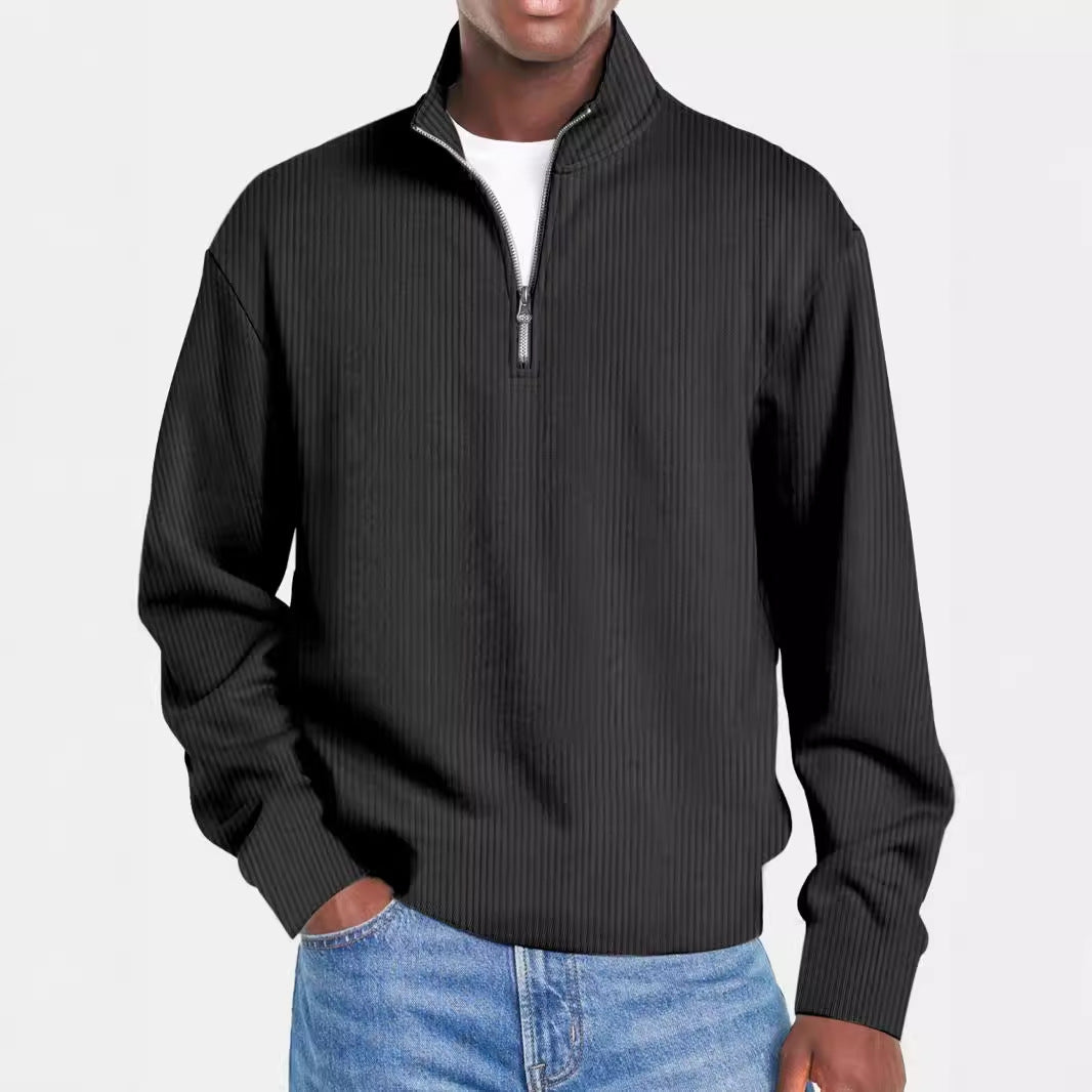 Men's Casual Sporty Slim-Fit Zip-Up Long-Sleeve Sweater
