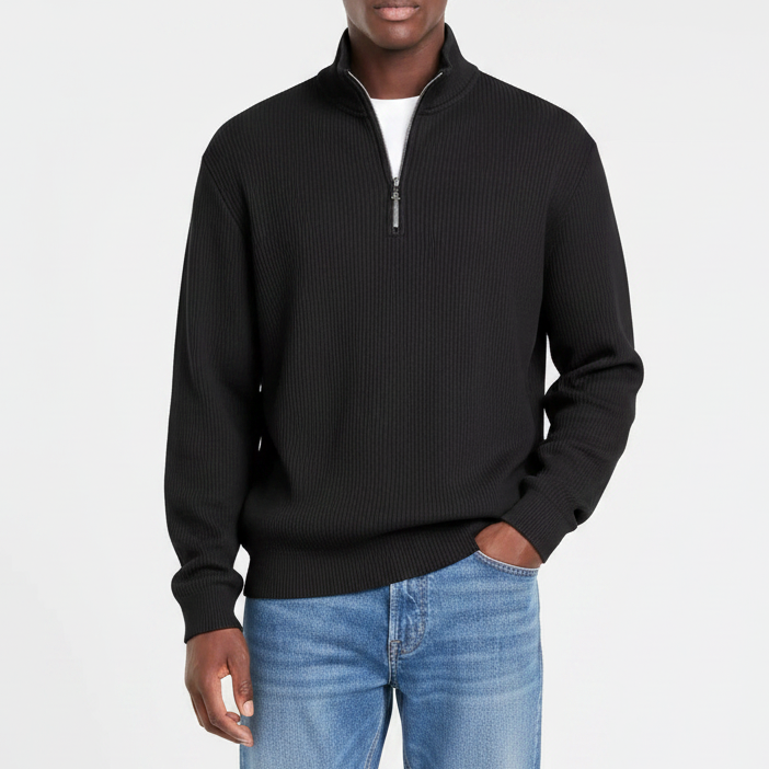 Men's Casual Sporty Slim-Fit Zip-Up Long-Sleeve Sweater