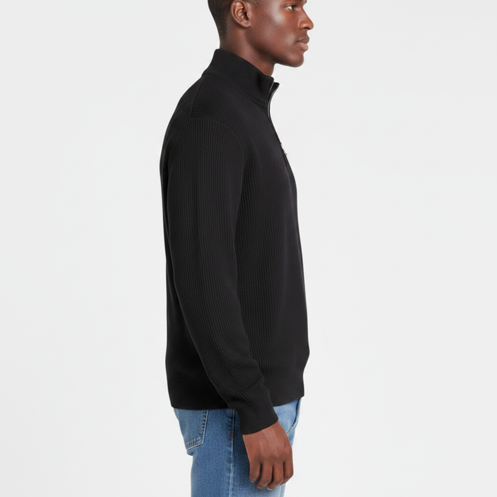 Men's Casual Sporty Slim-Fit Zip-Up Long-Sleeve Sweater