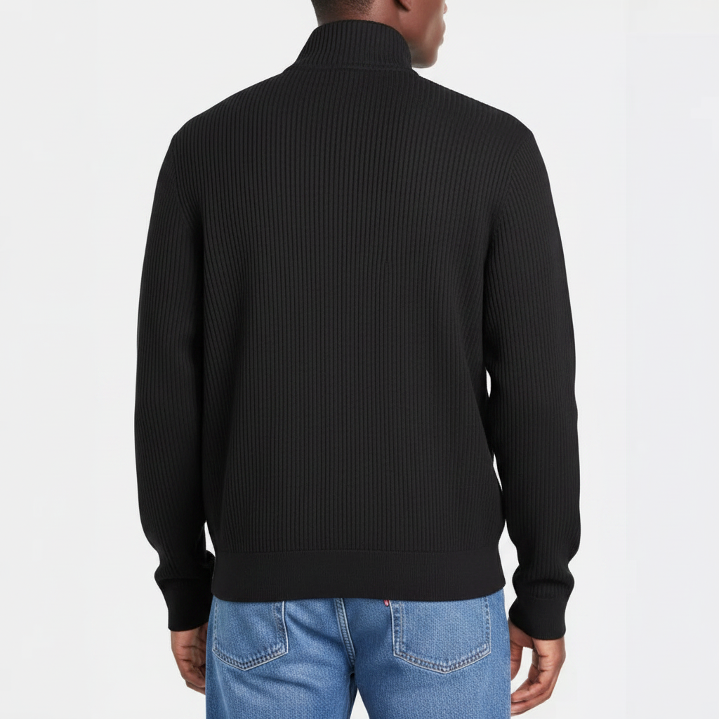 Men's Casual Sporty Slim-Fit Zip-Up Long-Sleeve Sweater