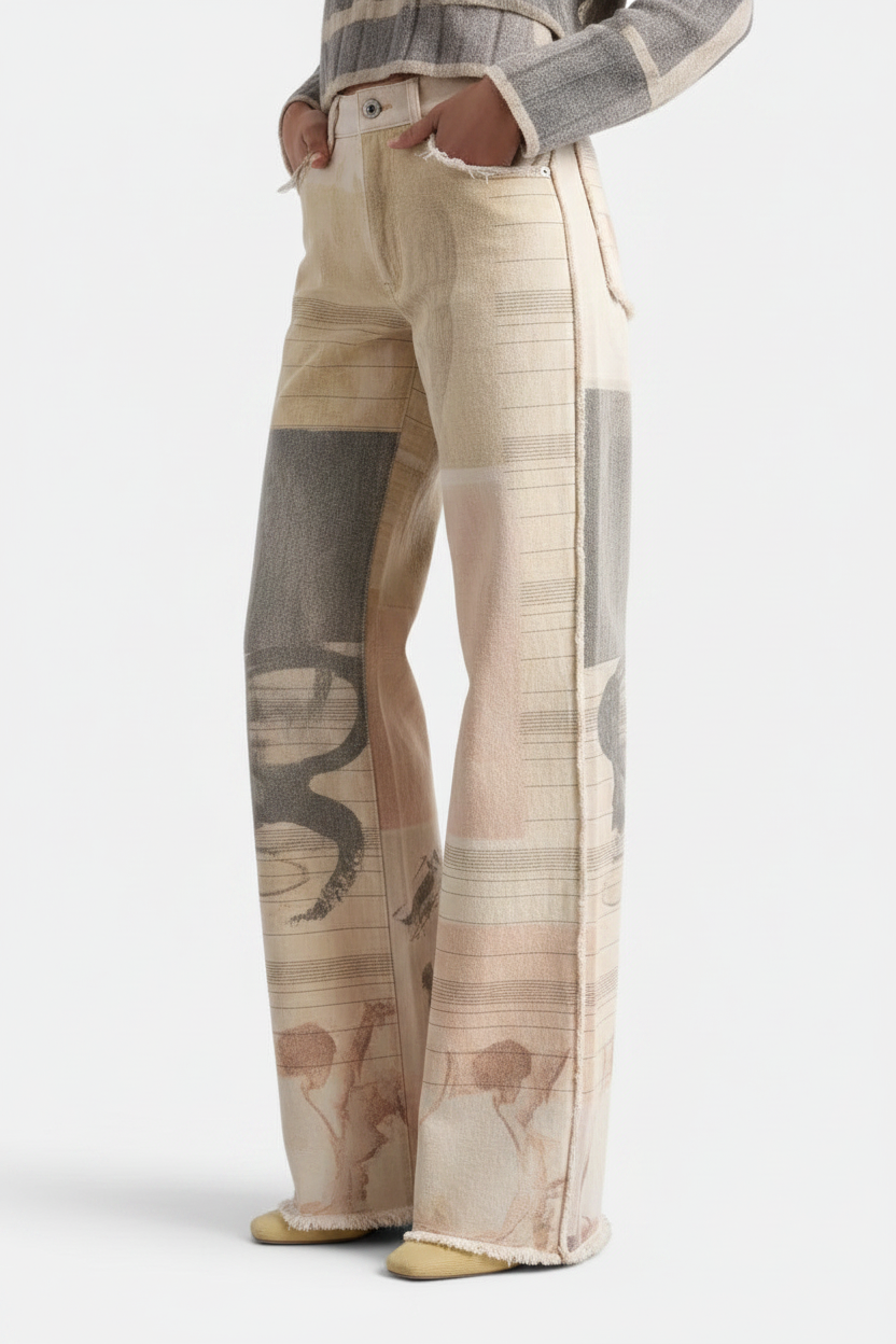 Women's Retro Loose Printed Wide-Leg Pants