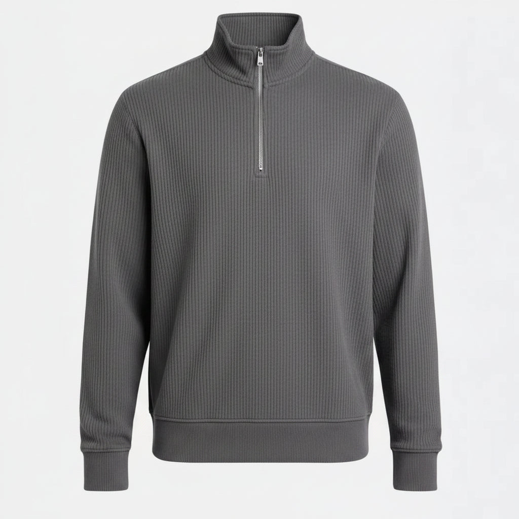 Men's Casual Sporty Slim-Fit Zip-Up Long-Sleeve Sweater
