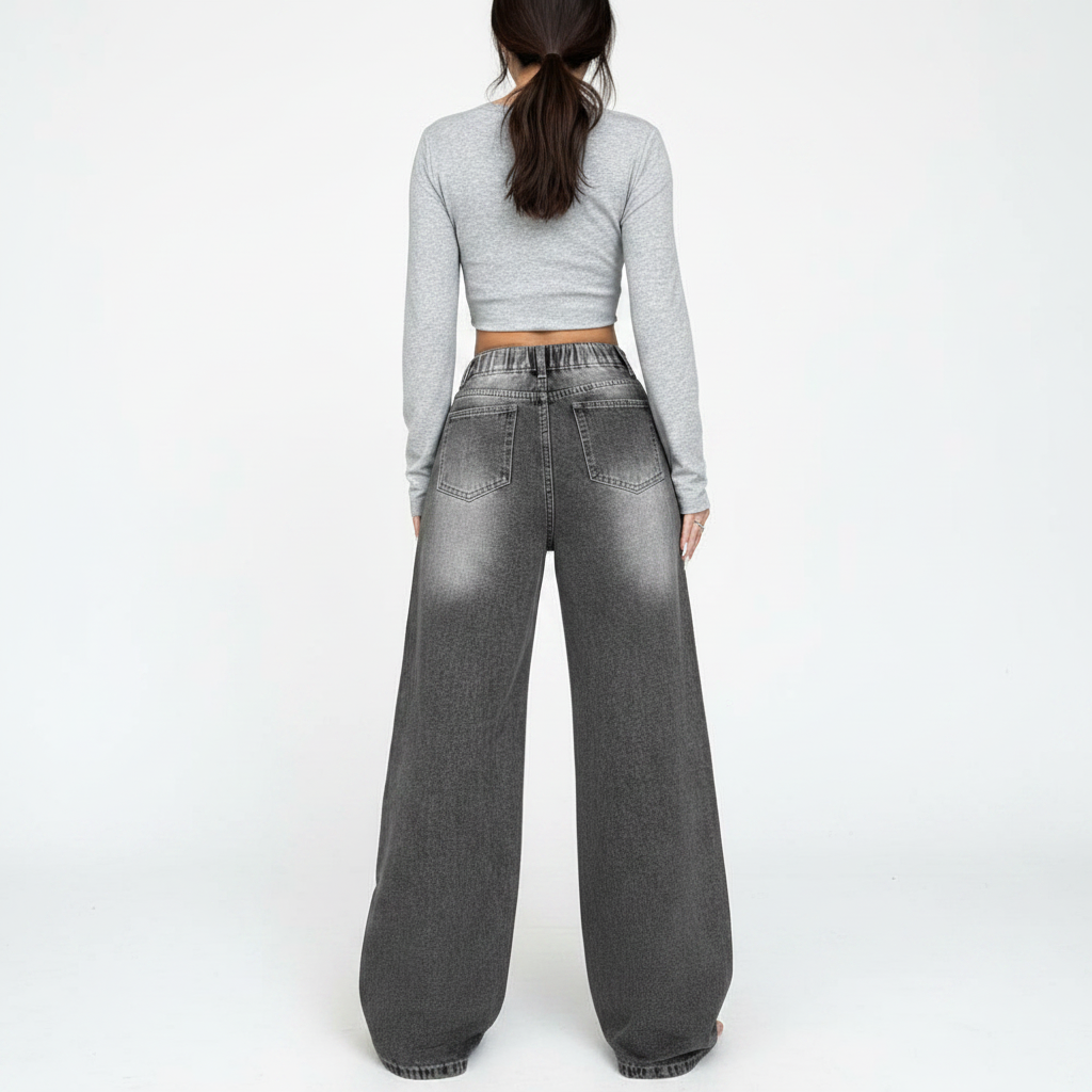 Women's Casual Straight Loose Washed Jeans