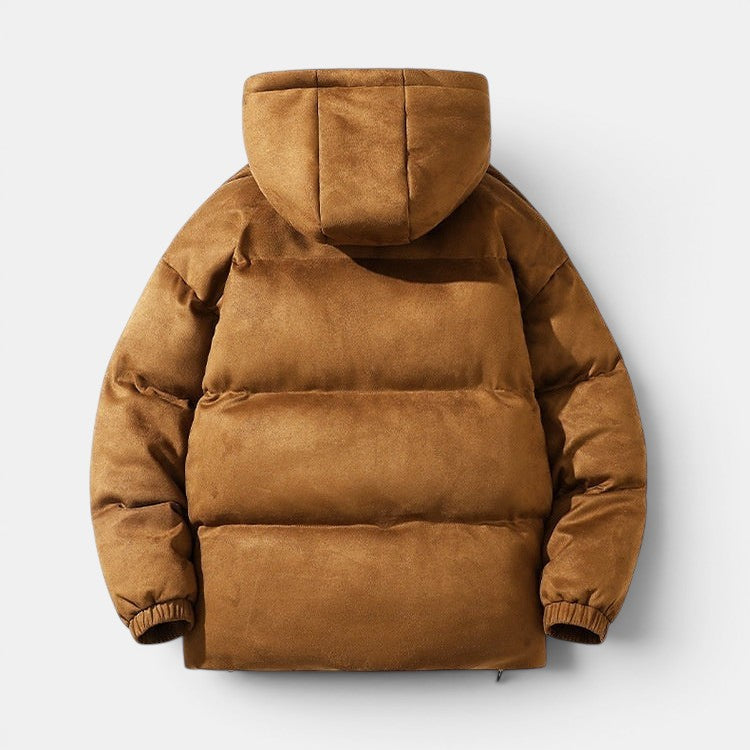 Men's Loose Suede Hooded Cotton Coat