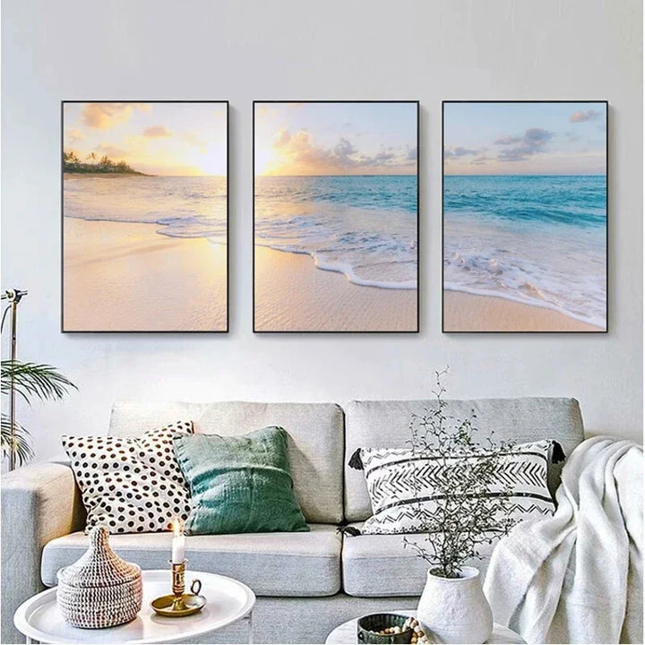 Blue Sea Beach Landscape Canvas Print