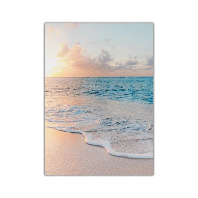 Blue Sea Beach Landscape Canvas Print