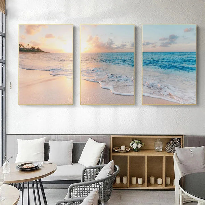 Blue Sea Beach Landscape Canvas Print