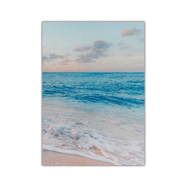 Blue Sea Beach Landscape Canvas Print