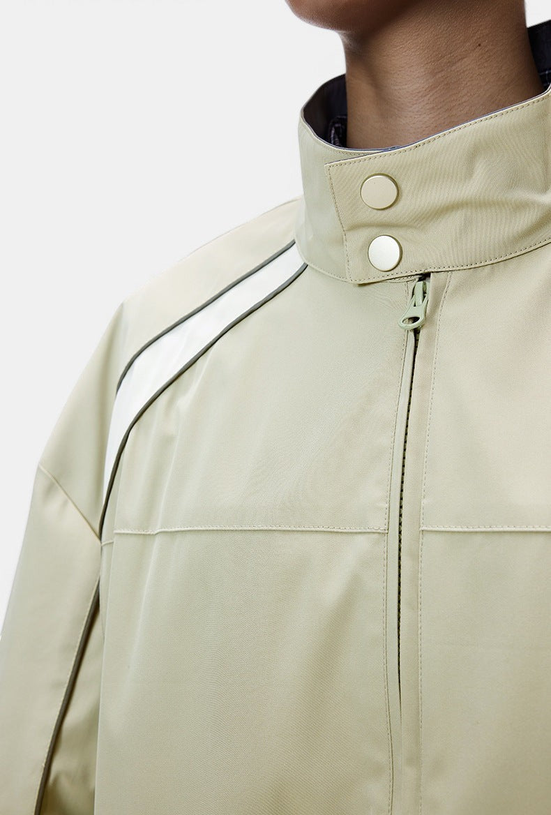 Men's Retro Racing Jacket & Wide-Leg Pants – Khaki & Light Gray