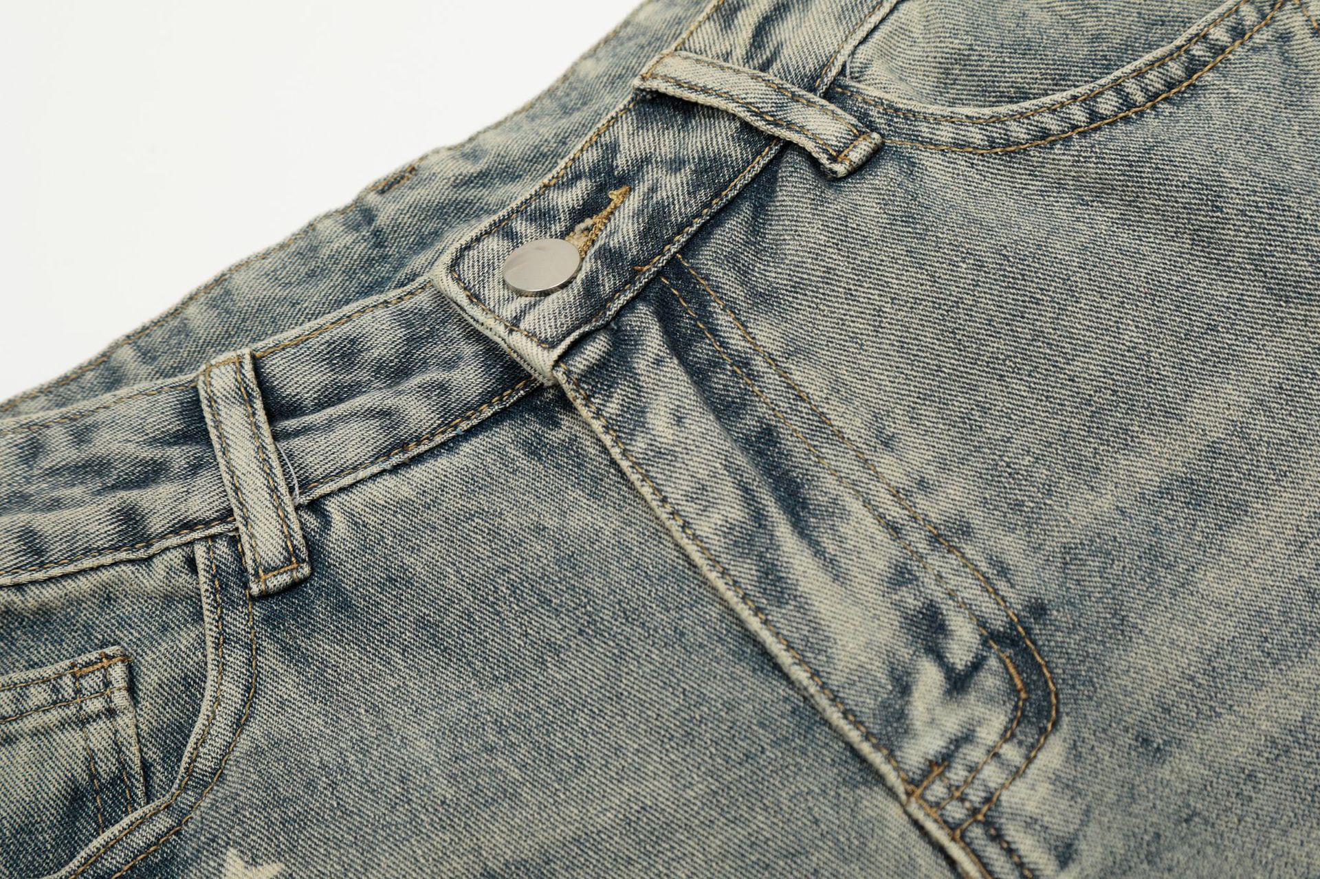 Distressed Scimitar Cotton Pants Jeans