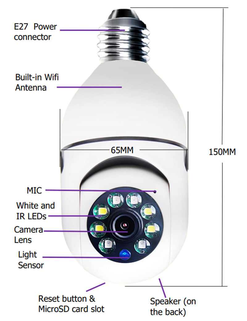 1080P E27 Light Bulb WiFi Security Camera