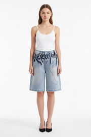 Amerikaanse High Street inktverfschildering blauwe jeans  