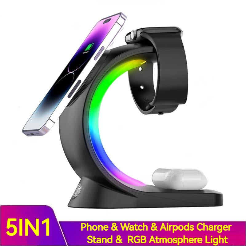 4-in-1 Magnetic Charging Station with Atmosphere LED Light