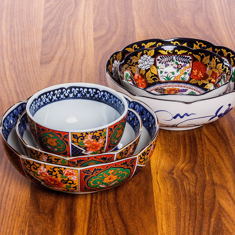 Retro Domestic Dyed Peony Ceramic Japanese Style Tableware