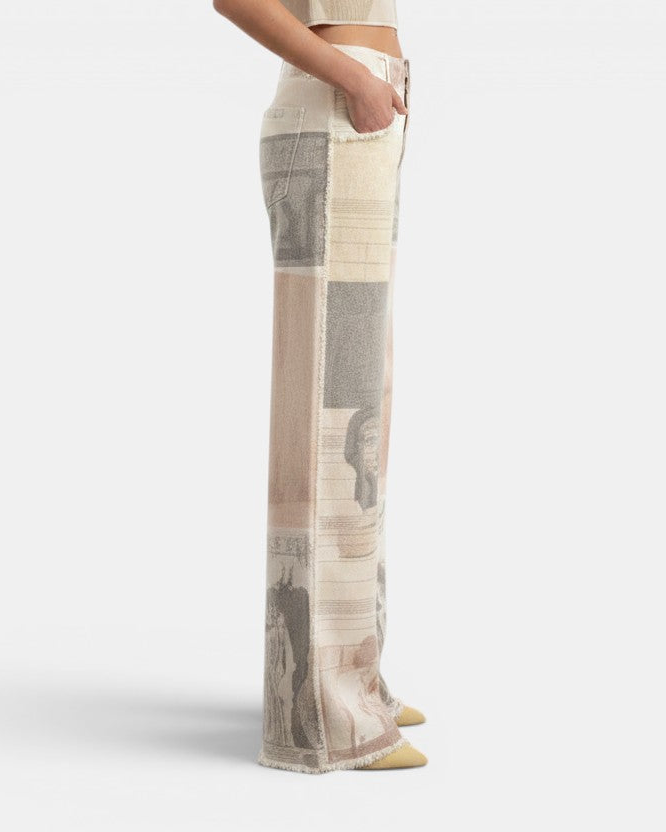 Women's Retro Loose Printed Wide-Leg Pants