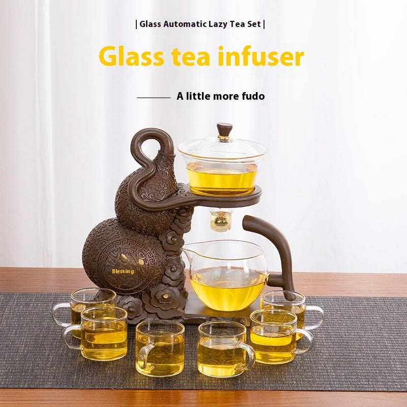 Household Semi-automatic Lazy Glass Tea Set