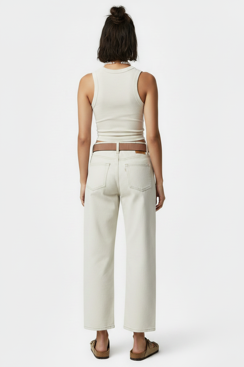 Women's High Stretch Mid-Rise Barrel Wide Leg Jeans