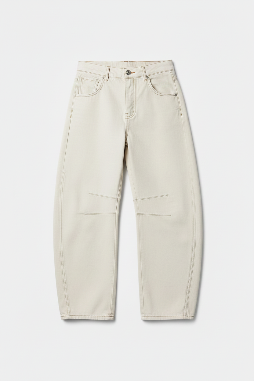 Women's High Stretch Mid-Rise Barrel Wide Leg Jeans