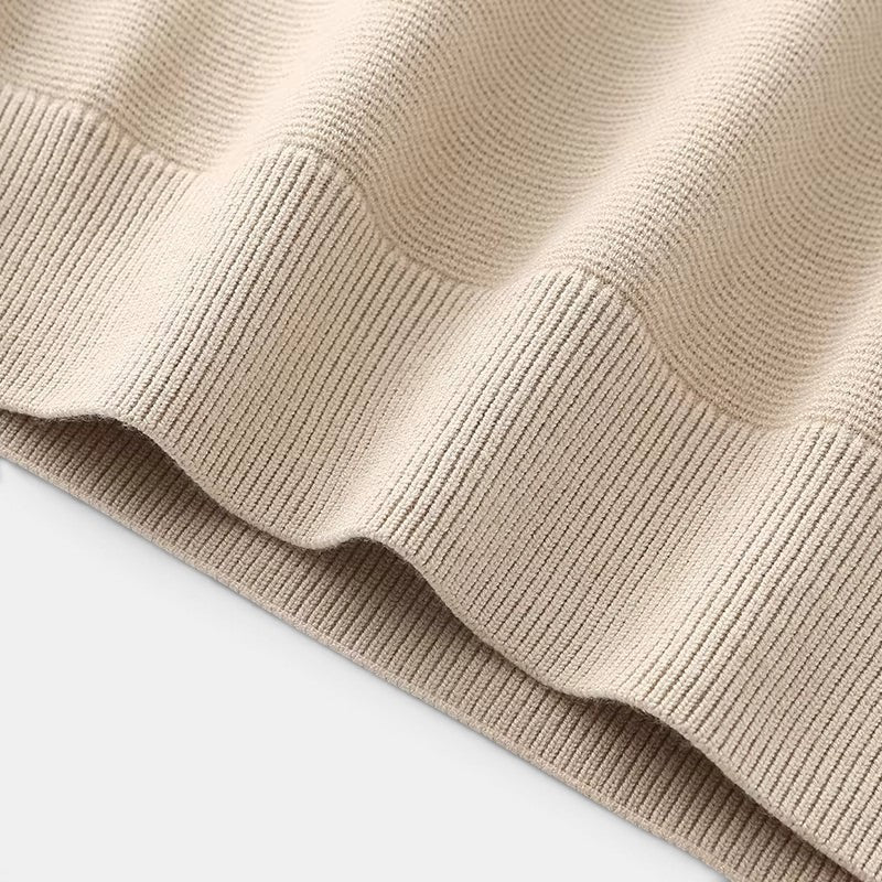 Allzom bege pulôver de malha com costura contrastante, design de duas peças falsas para um look em camadas.