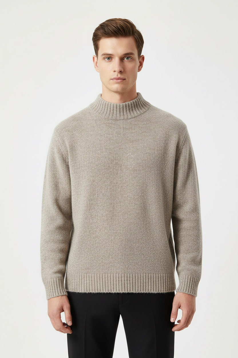 Casual Solid-Colour Crew Neck Loose Knitted Pullover Sweater